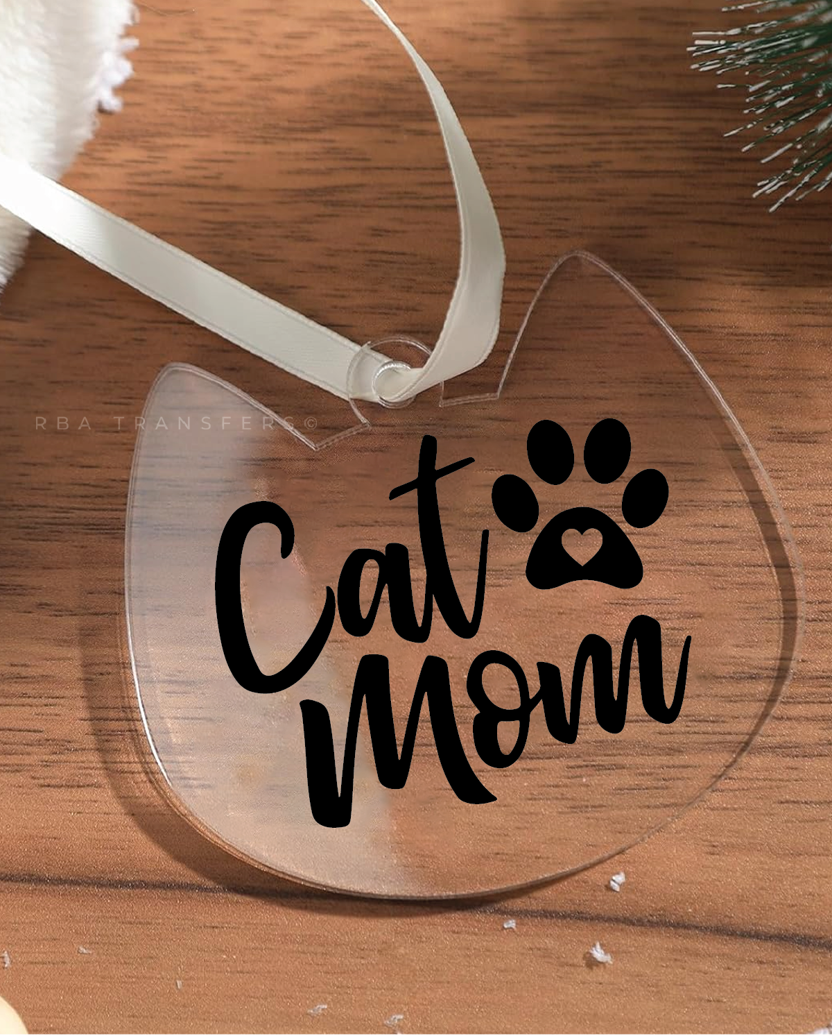 Cat Mom Acrylic Cat Ornament