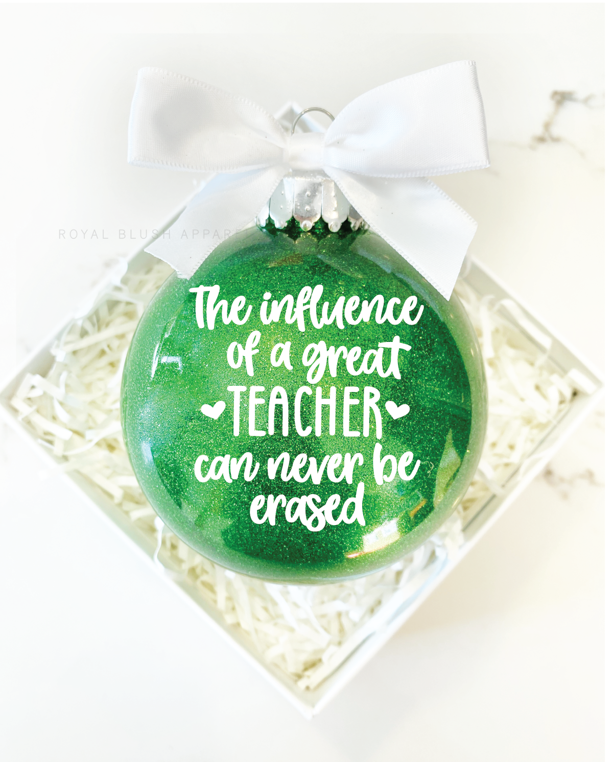 The Influence Of A Great Teacher Can Never Be Erased Glitter Ornament