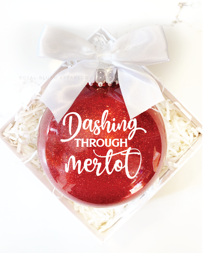 Dashing Through Merlot Glitter Ornament