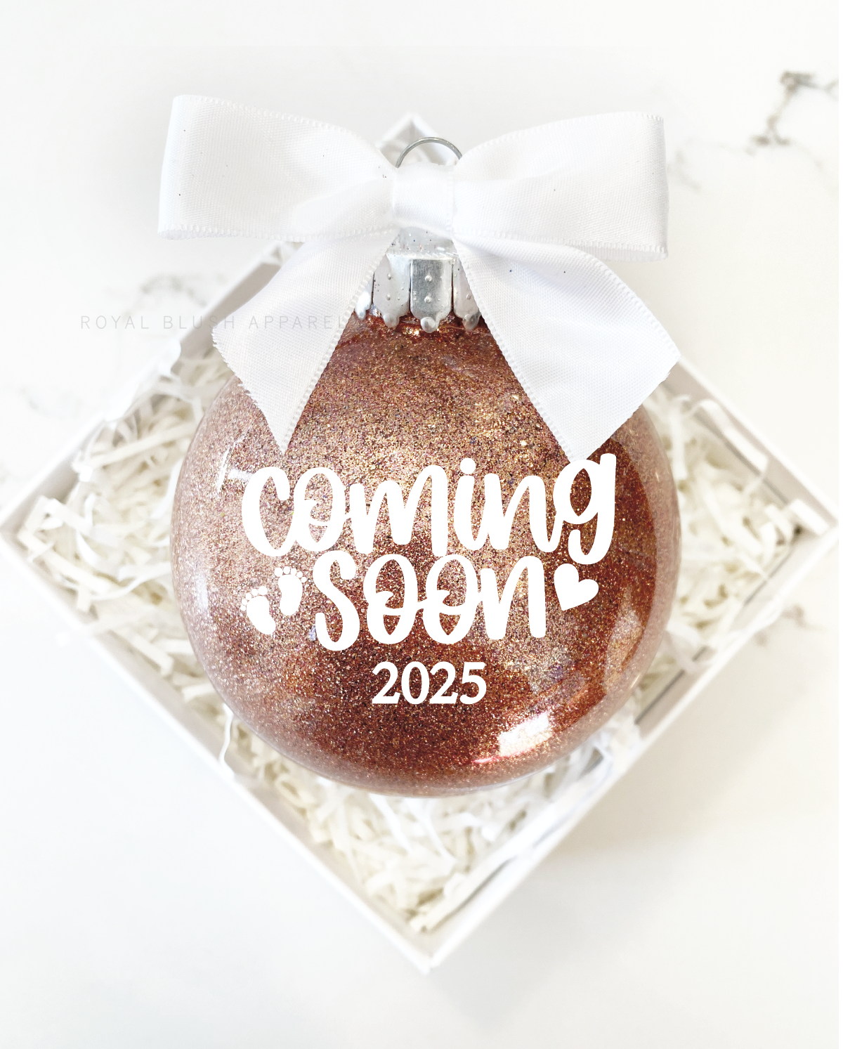 Baby Coming Soon 2025 Glitter Ornament