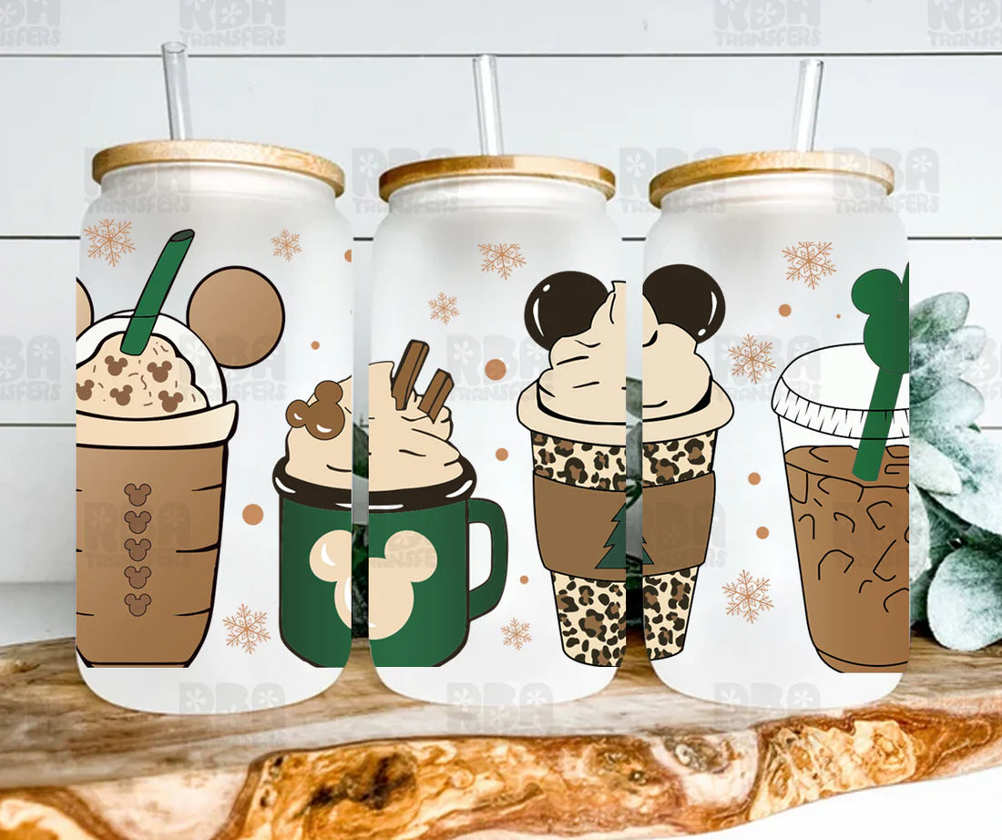 Green Mouse Ears Iced Coffee Glass