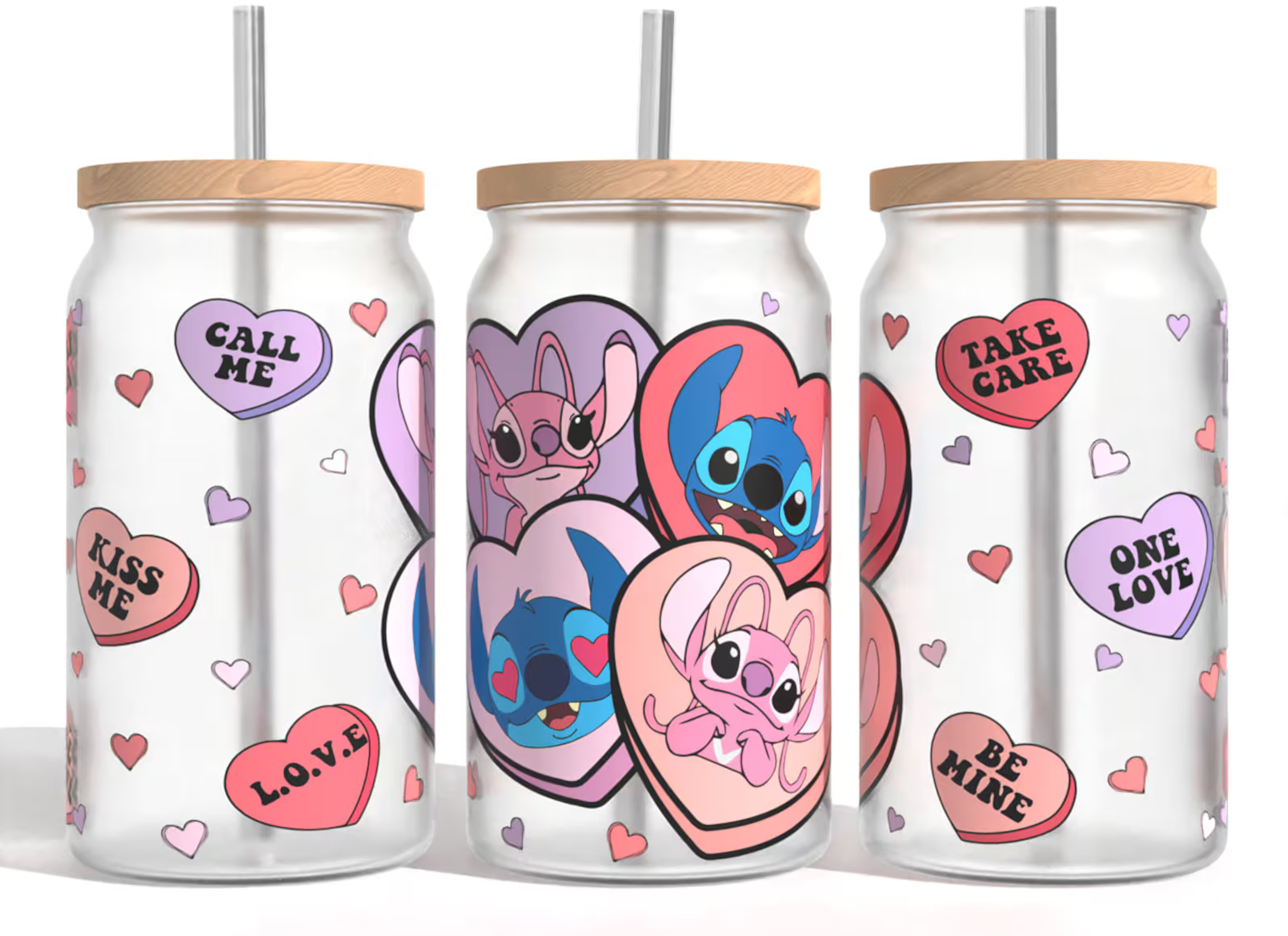 Lilo Candy Hearts Iced Coffee Glass