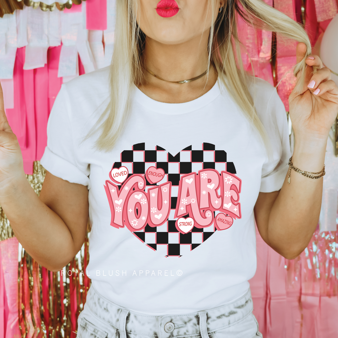 Plaid You Are Hearts Relaxed Unisex T-shirt