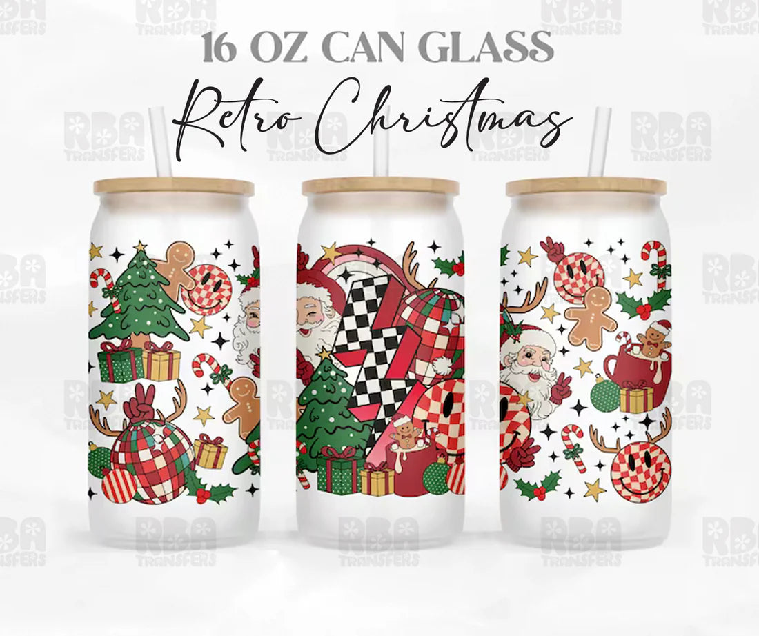 Retro Christmas Iced Coffee Glass