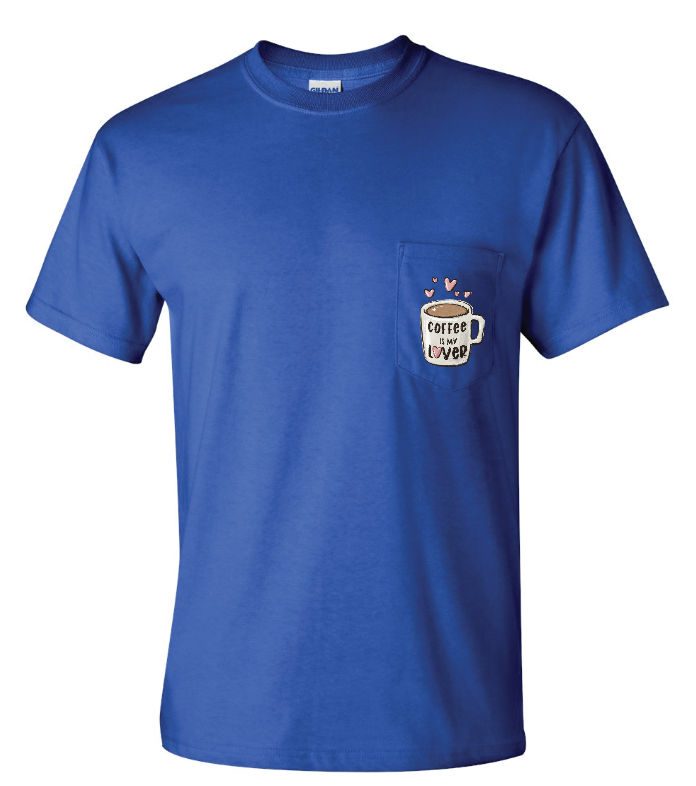 Coffee Is My Lover - SMALL ROYAL BLUE UNISEX POCKET T-SHIRT