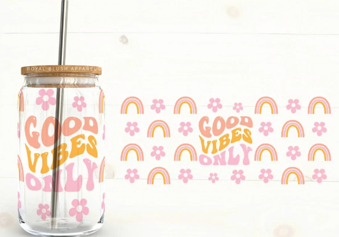 Good Vibes Only Iced Coffee Glass