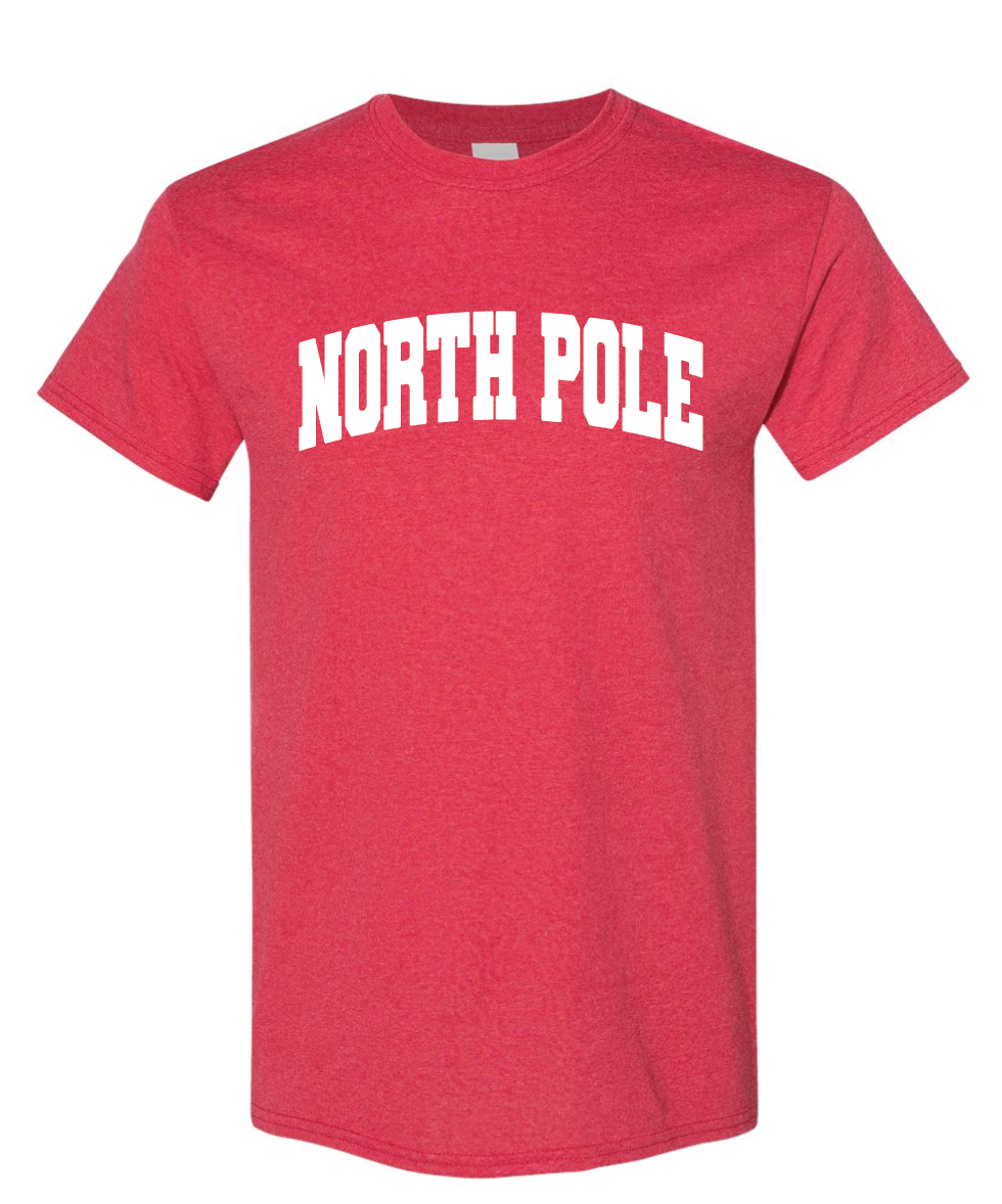 North Pole - SMALL HEATHER RED UNISEX T-SHIRT