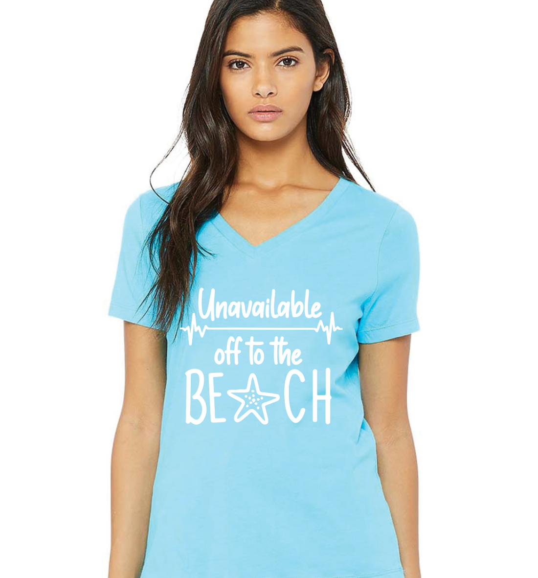 Unavailable Off To The Beach - LARGE LADIES RELAXED V-NECK