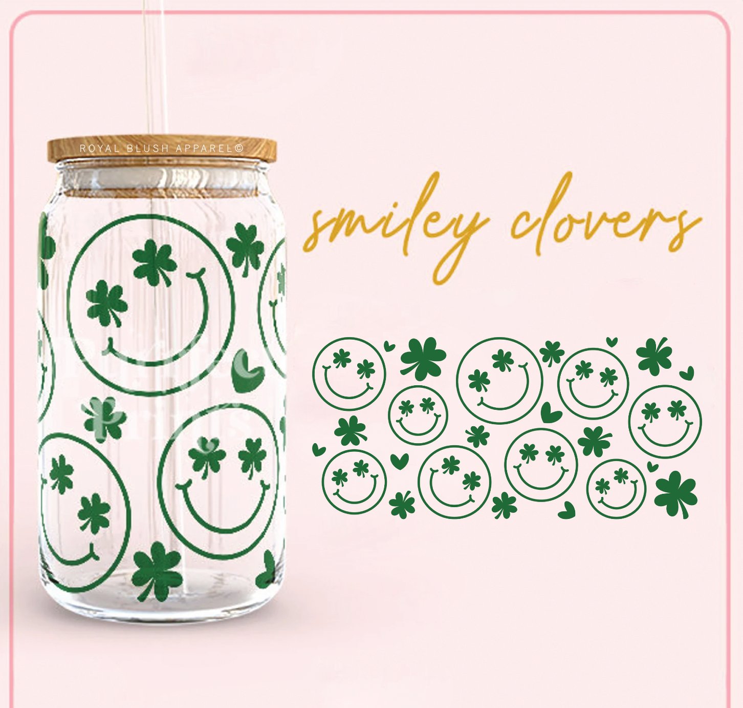 Smiley Clovers Iced Coffee Glass