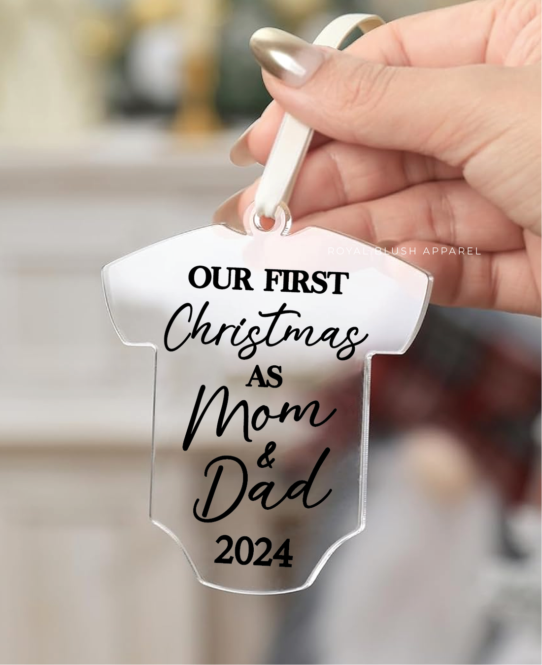 Our First Christmas As Mom &amp; Dad 2024 Acrylic Baby Onesie Ornament