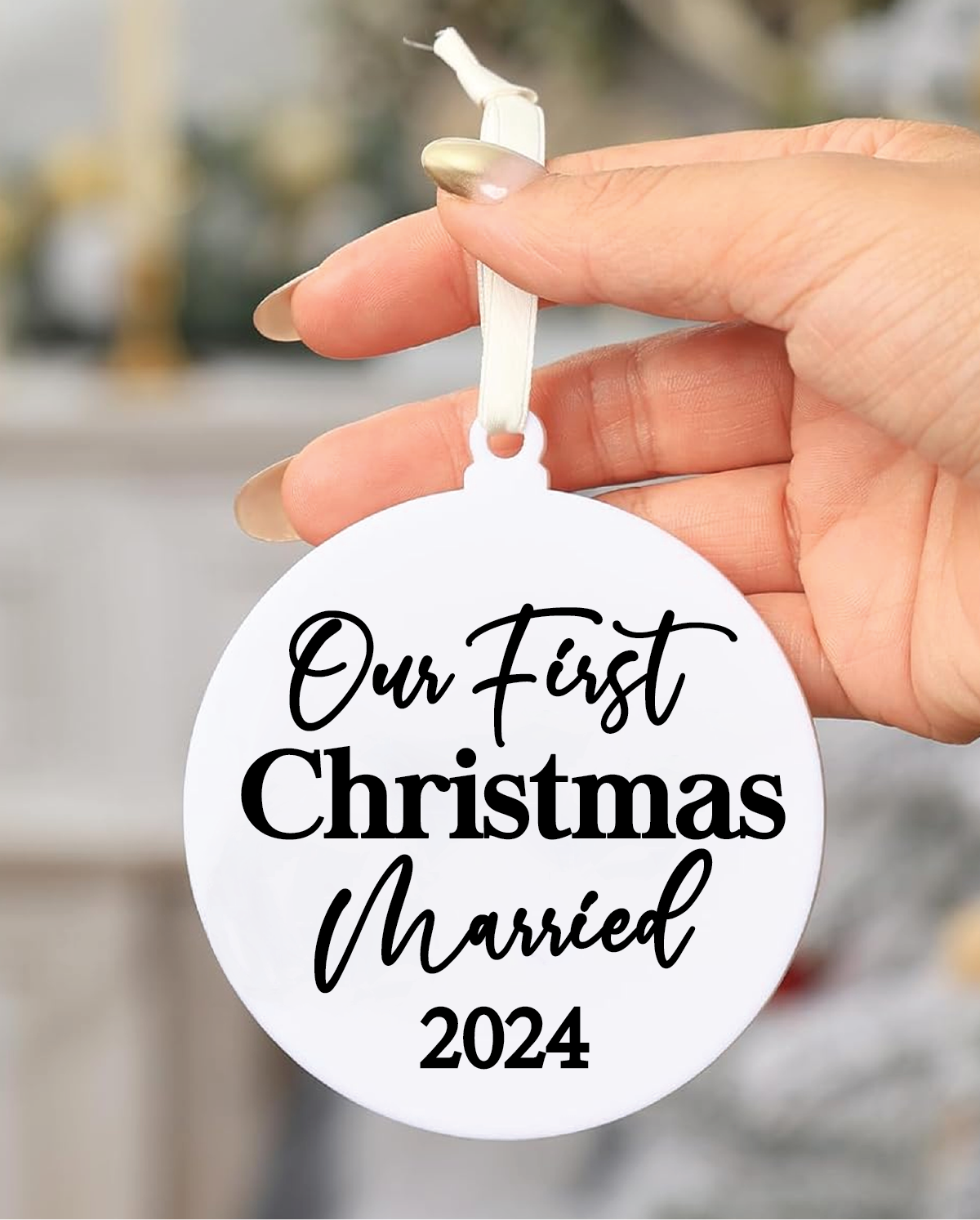 Our First Christmas Married 2024 Acrylic Ornament