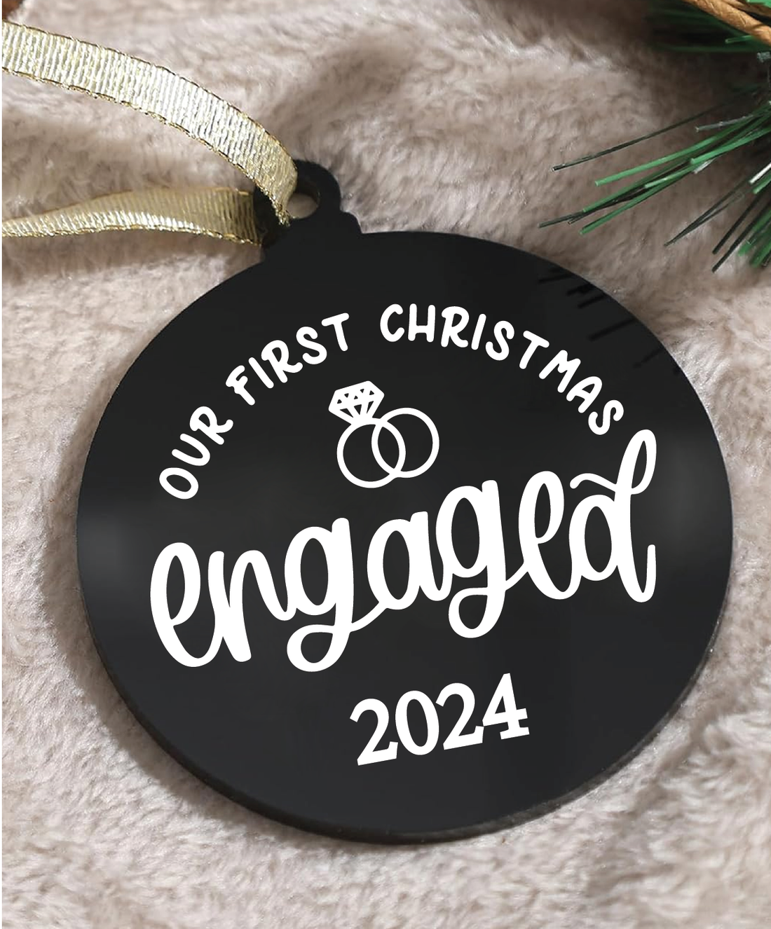 Our First Christmas Engaged 2024 Acrylic Ornament