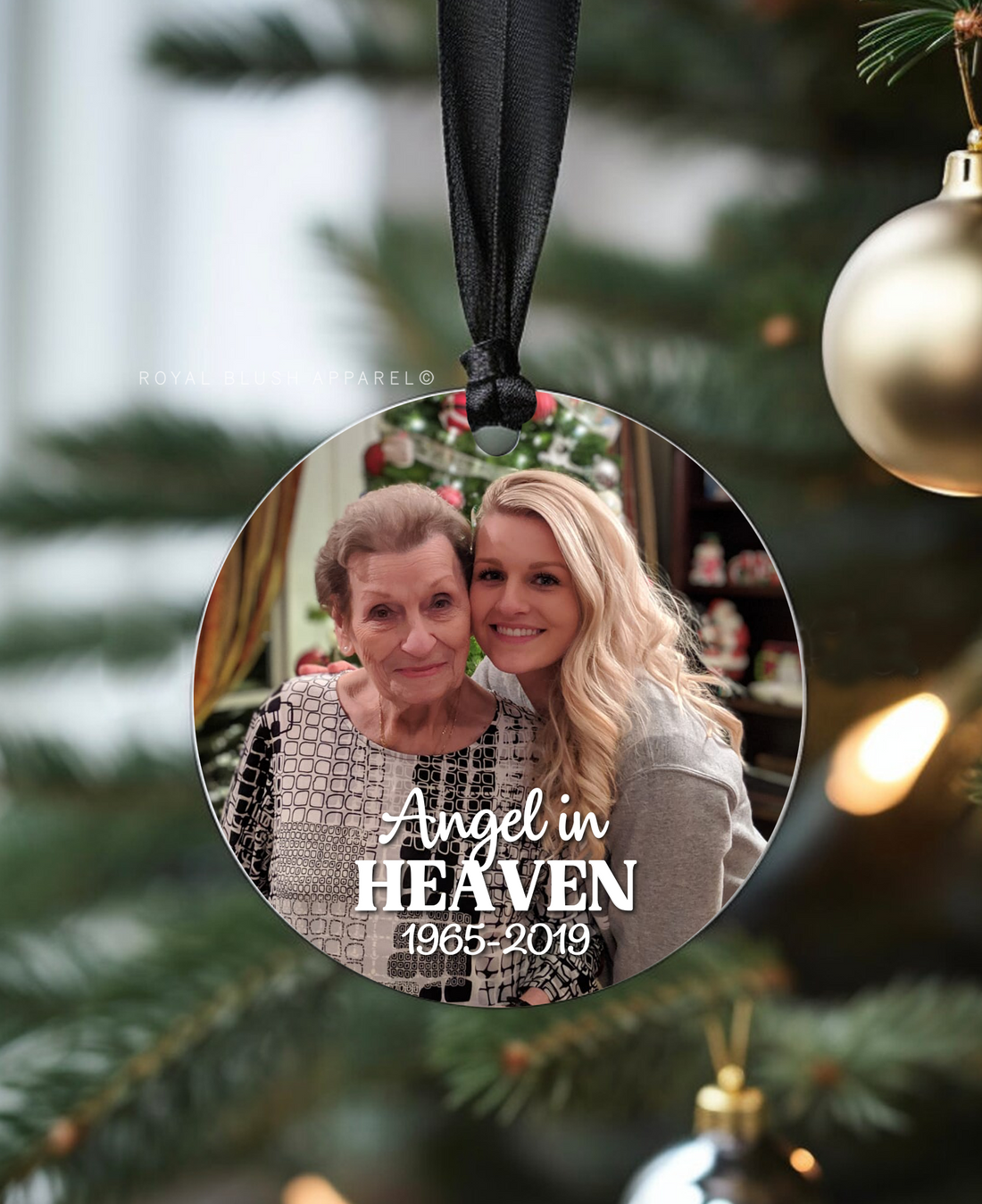 Custom Angel In Heaven Round Photo Ornament