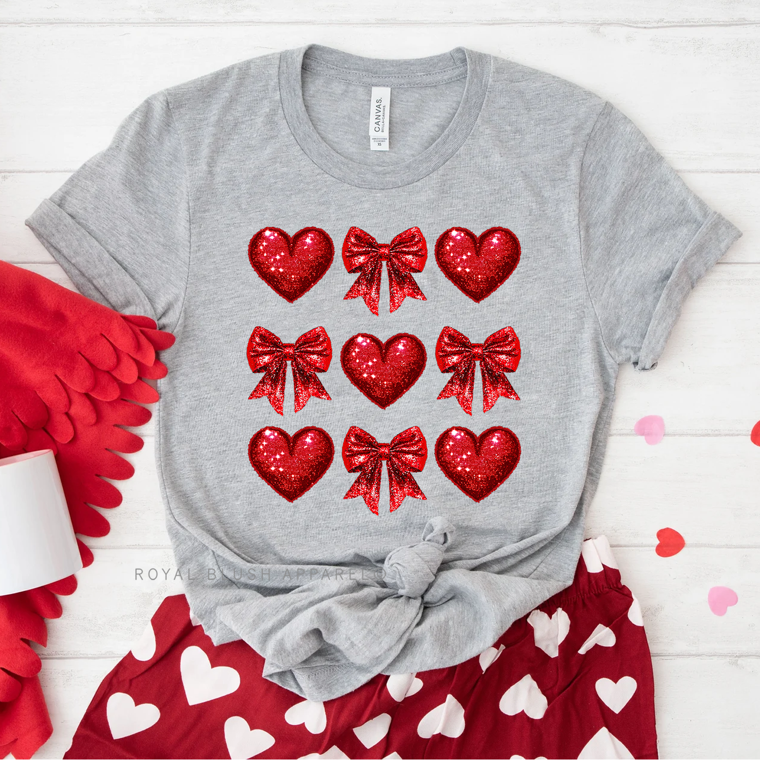 Glitter Bows &amp; Hearts Relaxed Unisex T-shirt