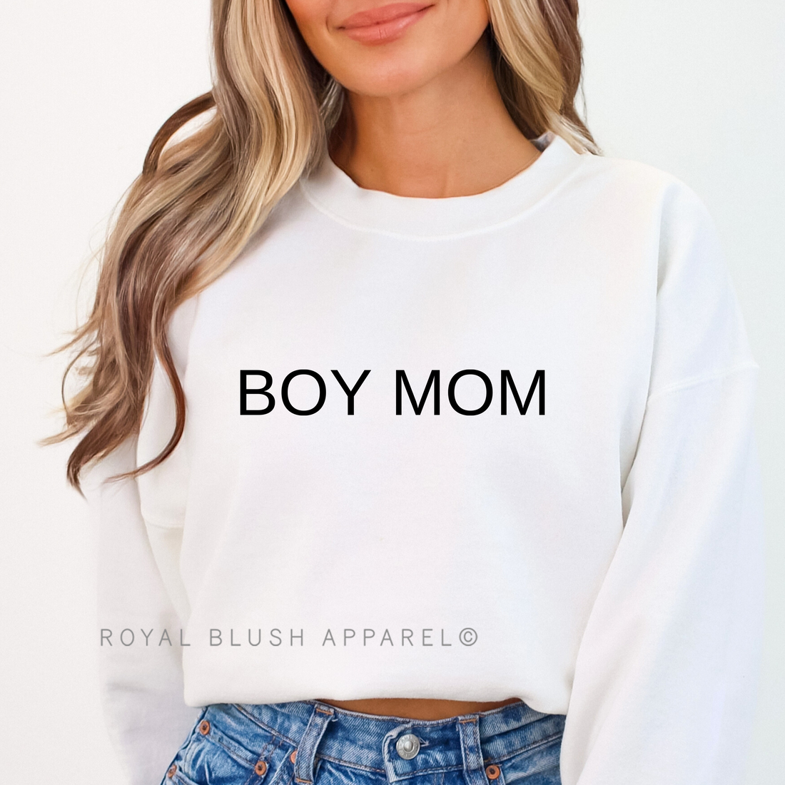 BOY MOM Sweatshirt - MEDIUM WHITE UNISEX