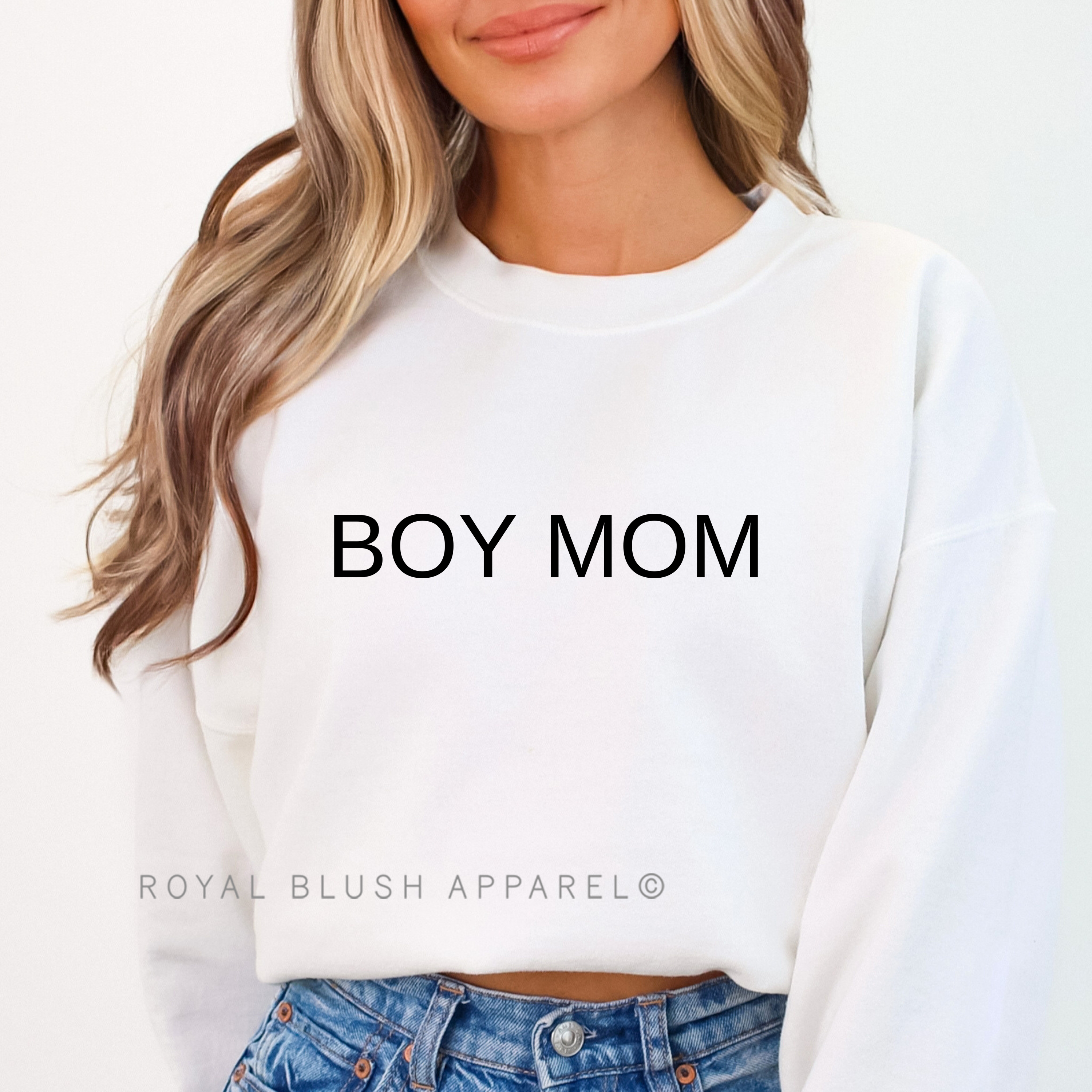 BOY MOM Sweatshirt - MEDIUM WHITE UNISEX