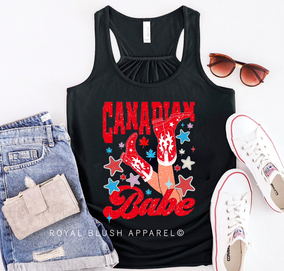 Canadian Babe Ladies Flowy Tank