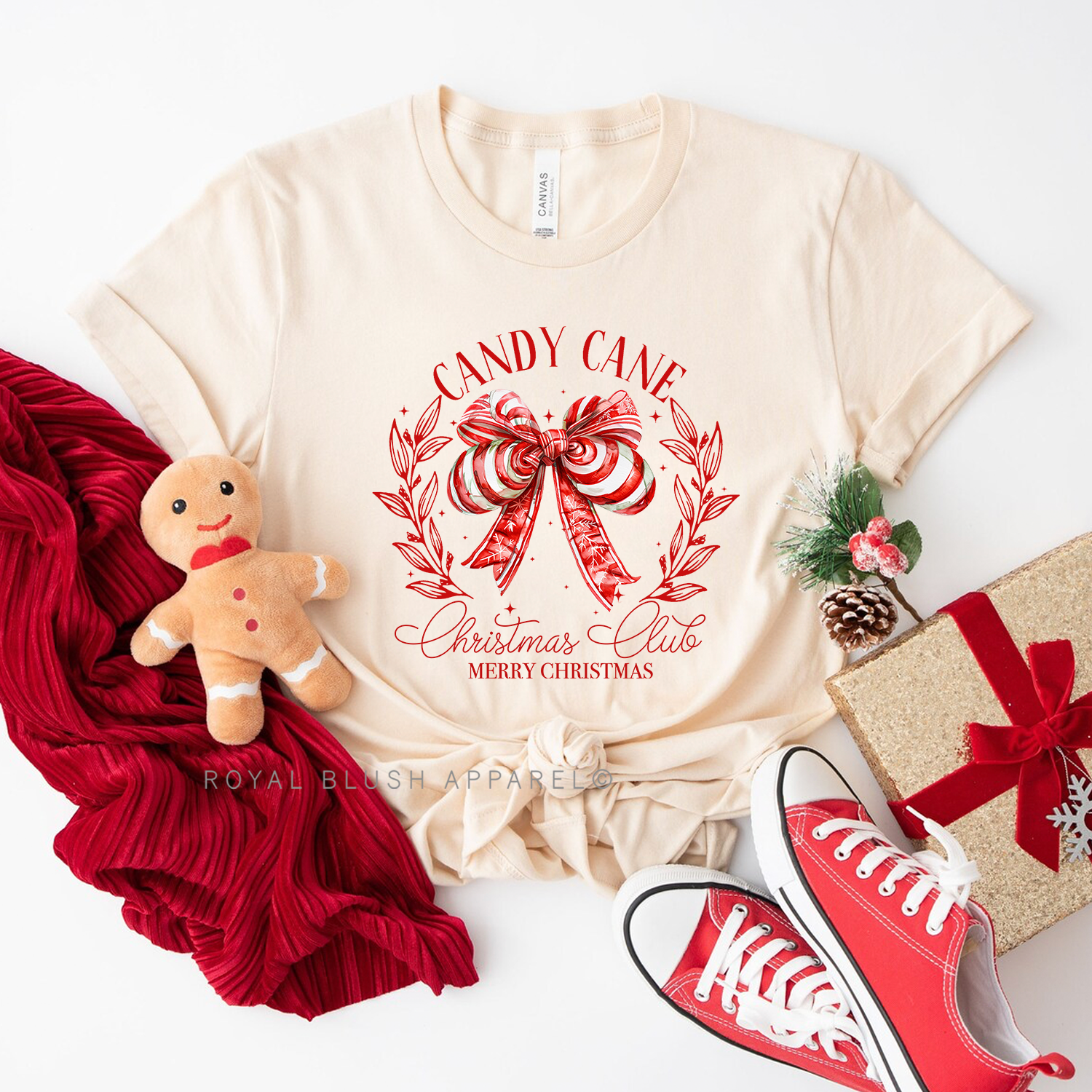 Candy Cane Christmas Club Relaxed Unisex T-shirt