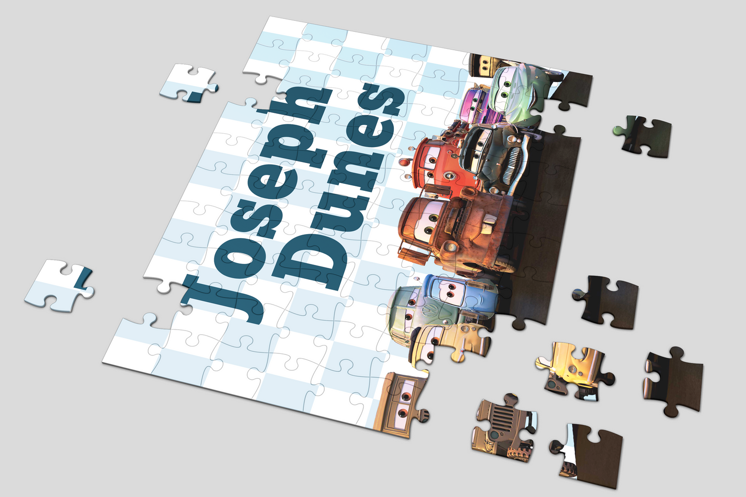 Custom Cars Checkered Theme Name Puzzle