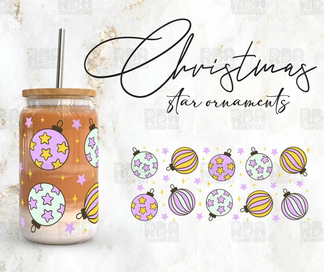 Star Ornaments Iced Coffee Glass