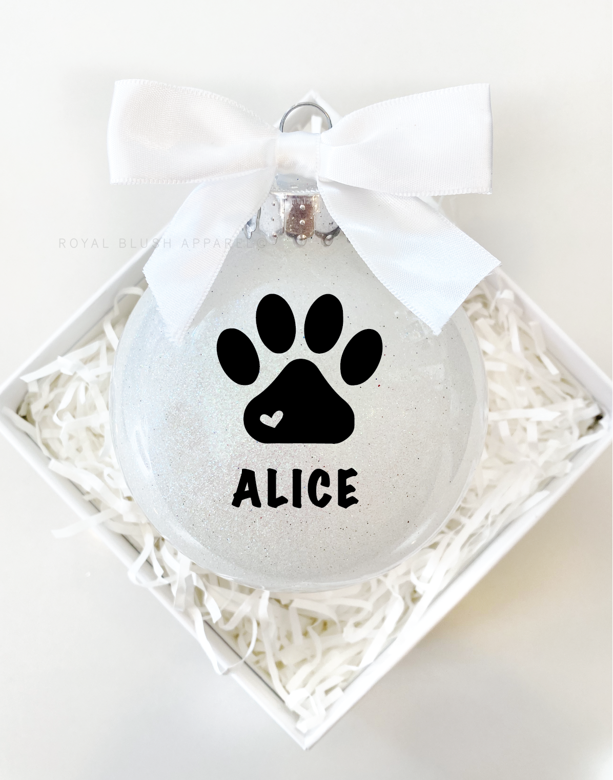 Custom Dog Paw Glitter Ornament