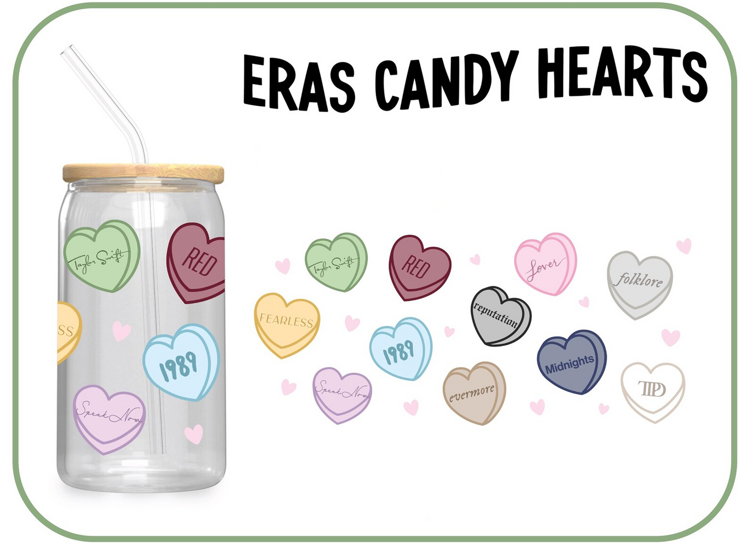 Eras Candy Hearts Iced Coffee Glass