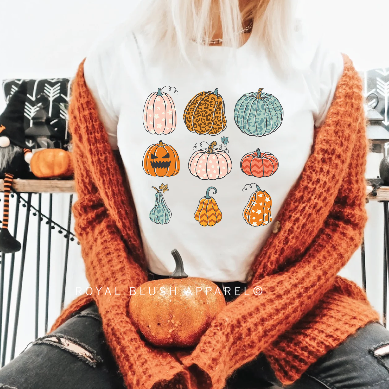 Tic Tac Toe Pumpkins Relaxed Unisex T-shirt