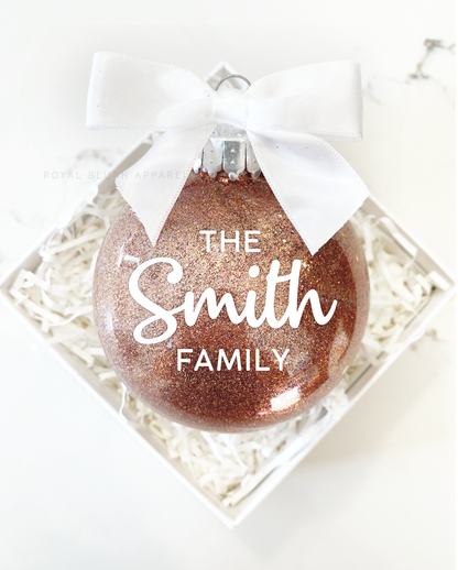 Custom Family Name Glitter Ornament