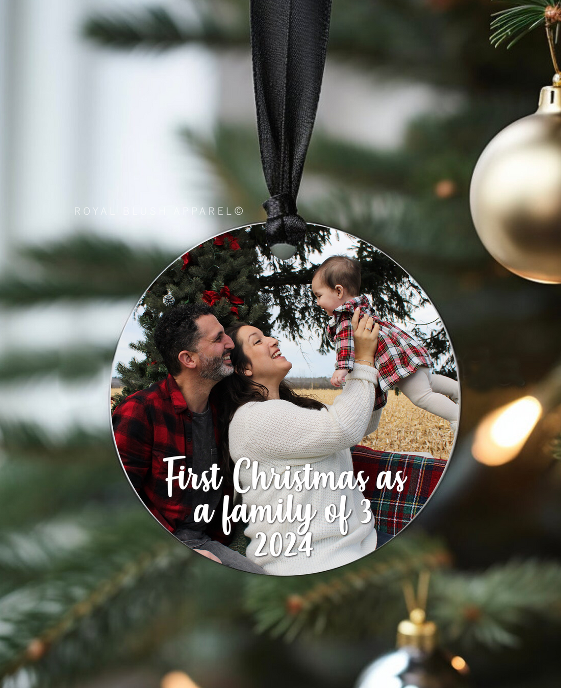 Custom Family Round Photo Ornament