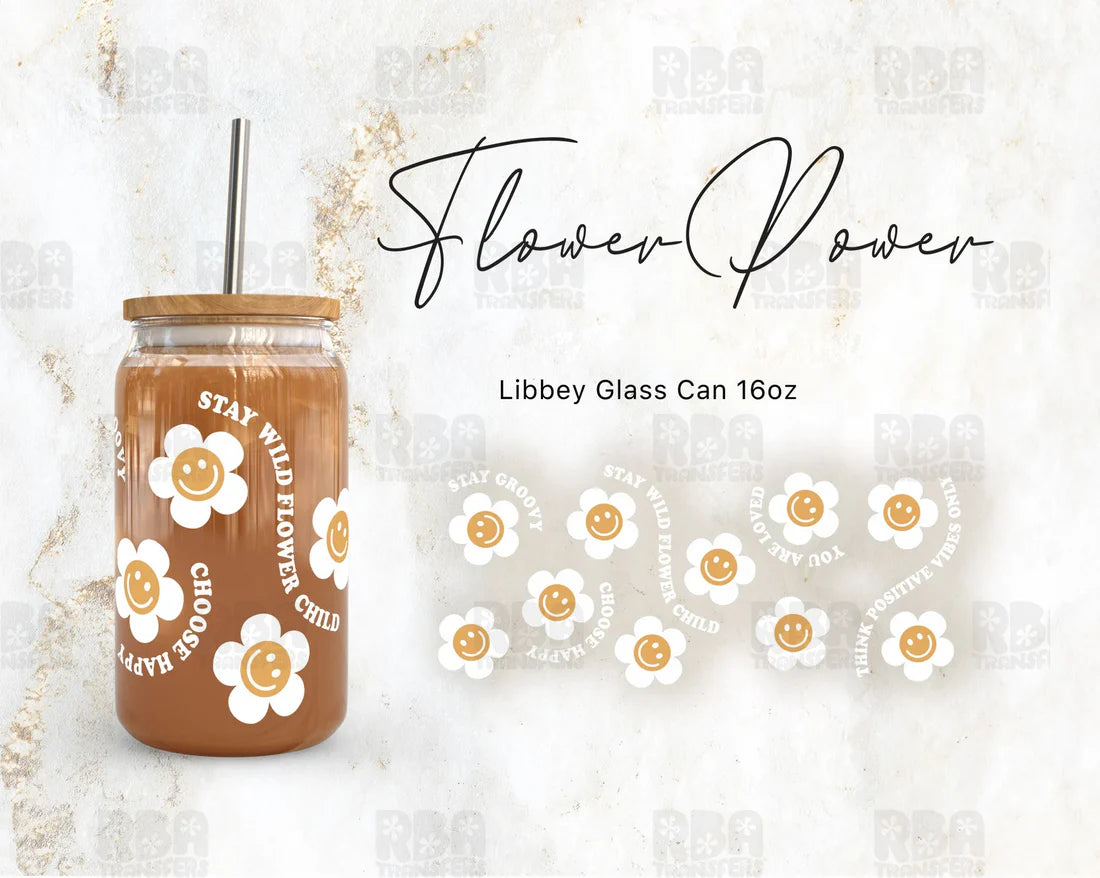 Flower Power Iced Coffee Glass