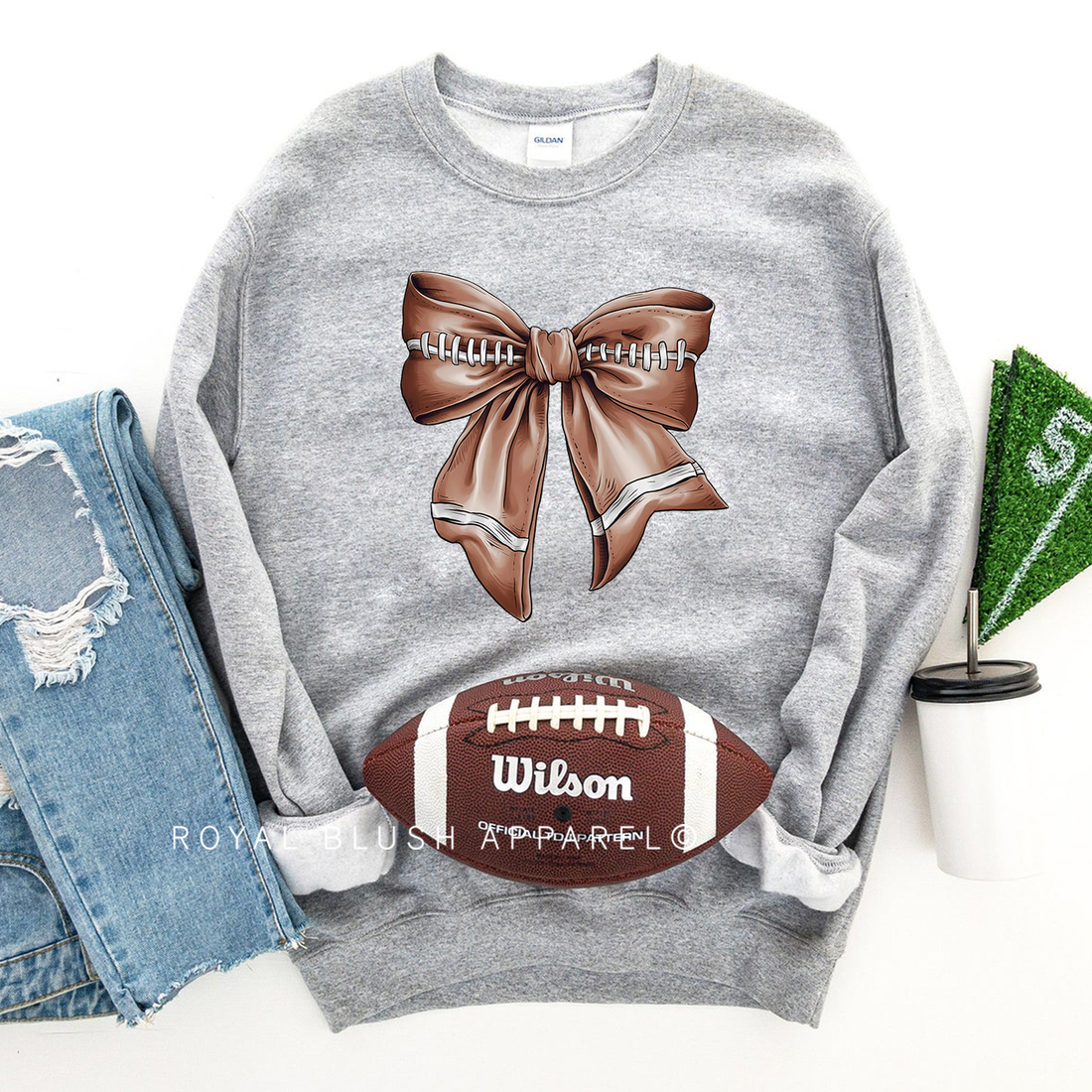 Football Bow Sweatshirt