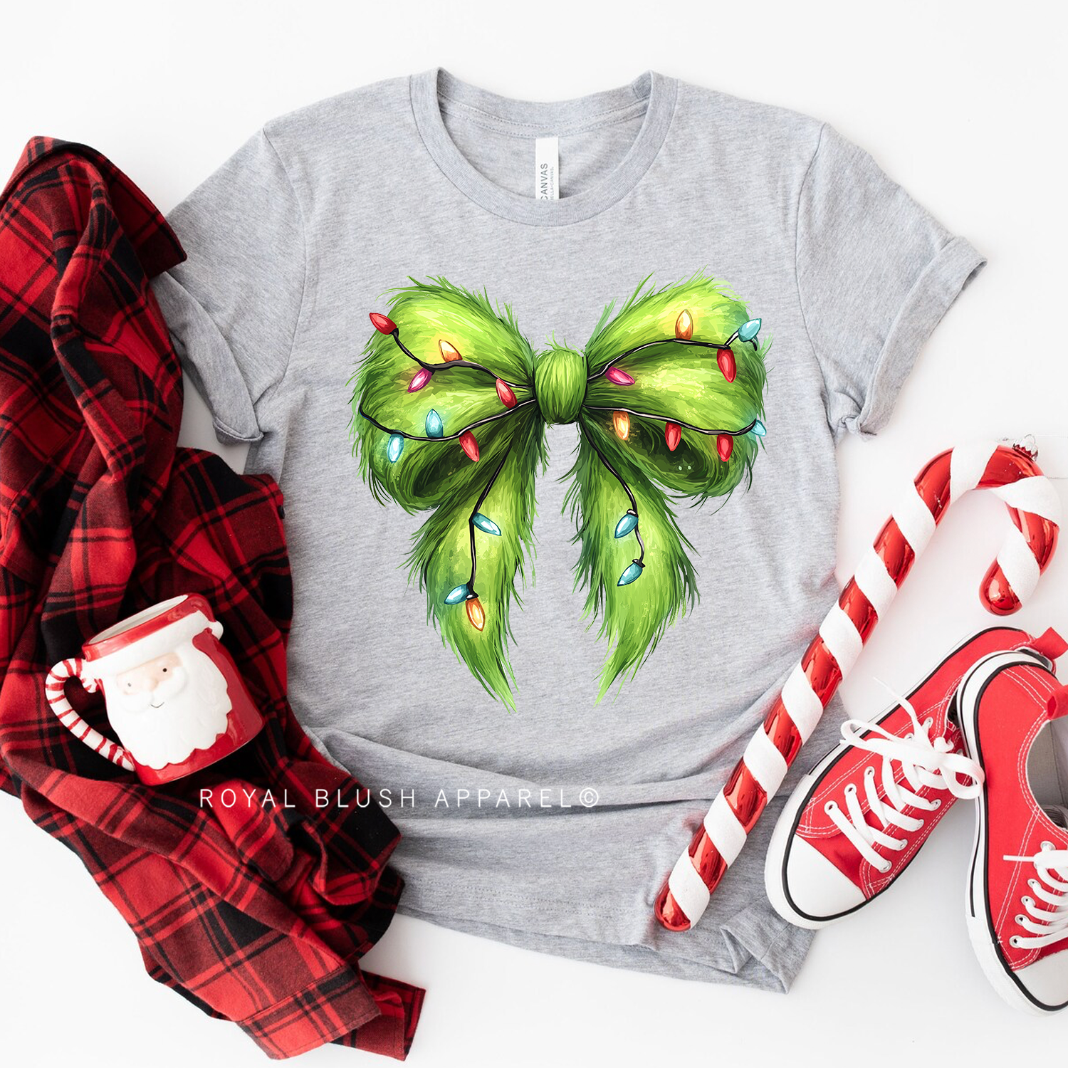 Green Grinch Bow Relaxed Unisex T-shirt