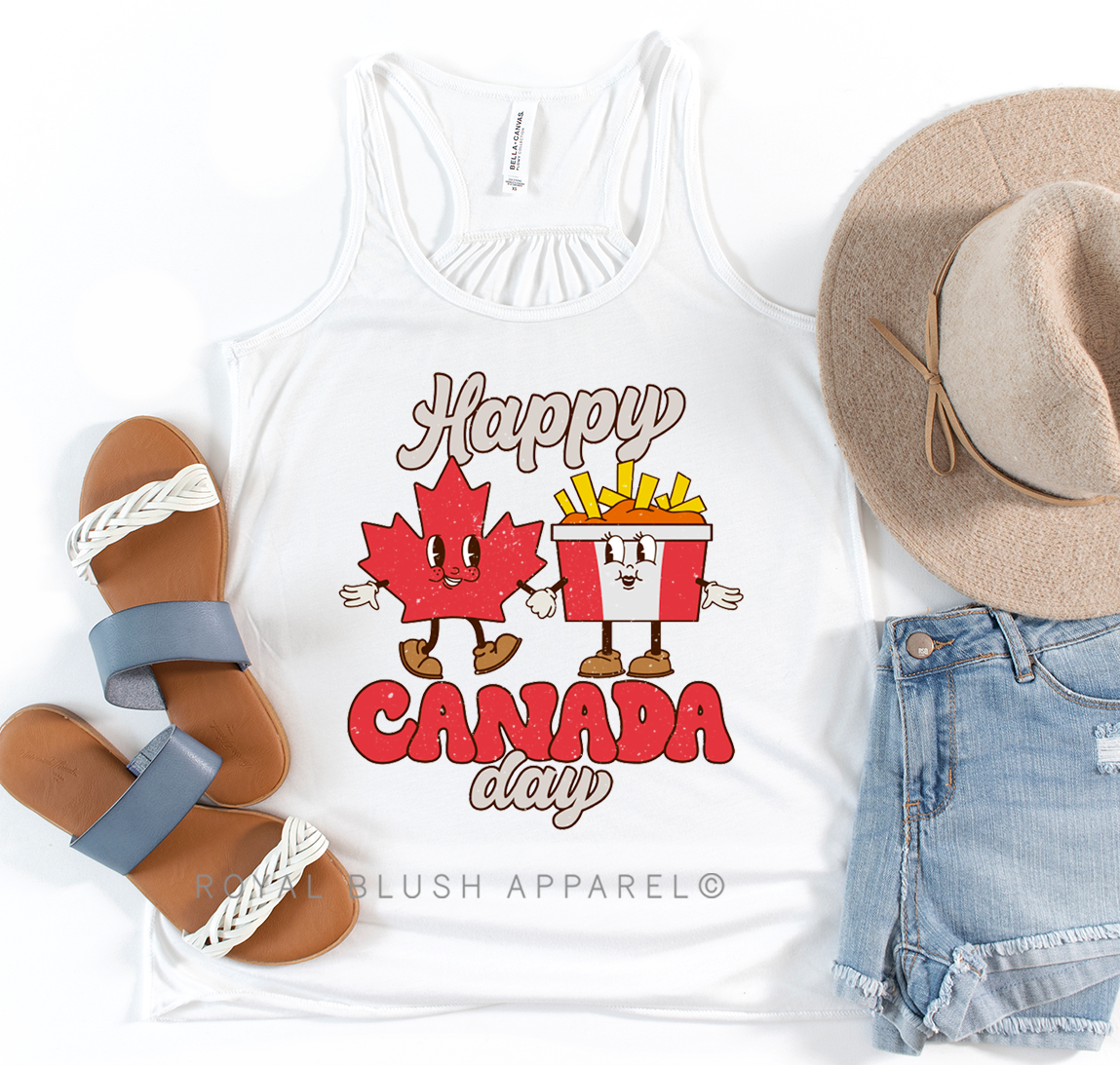 Happy Canada Day Ladies Flowy Tank