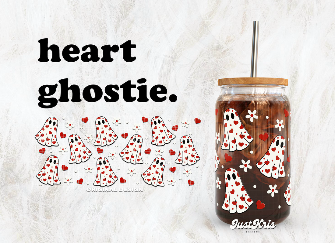 Heart Ghostie Iced Coffee Glass