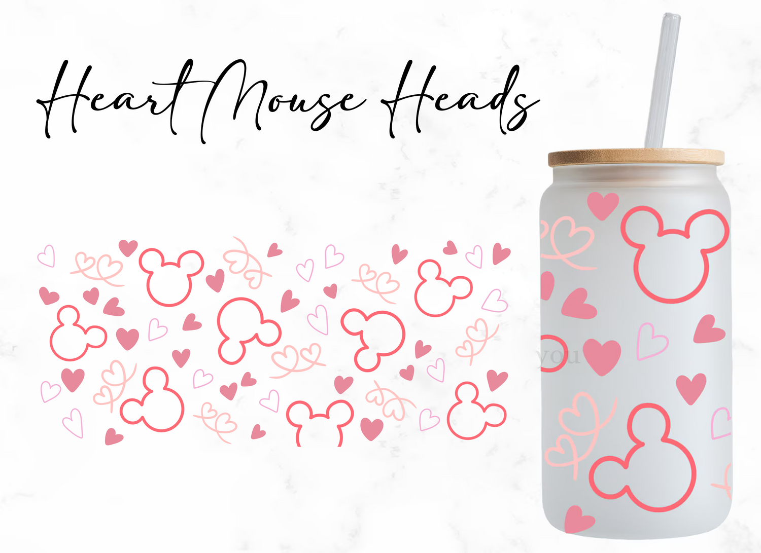 Heart Mouse Heads Iced Coffee Glass