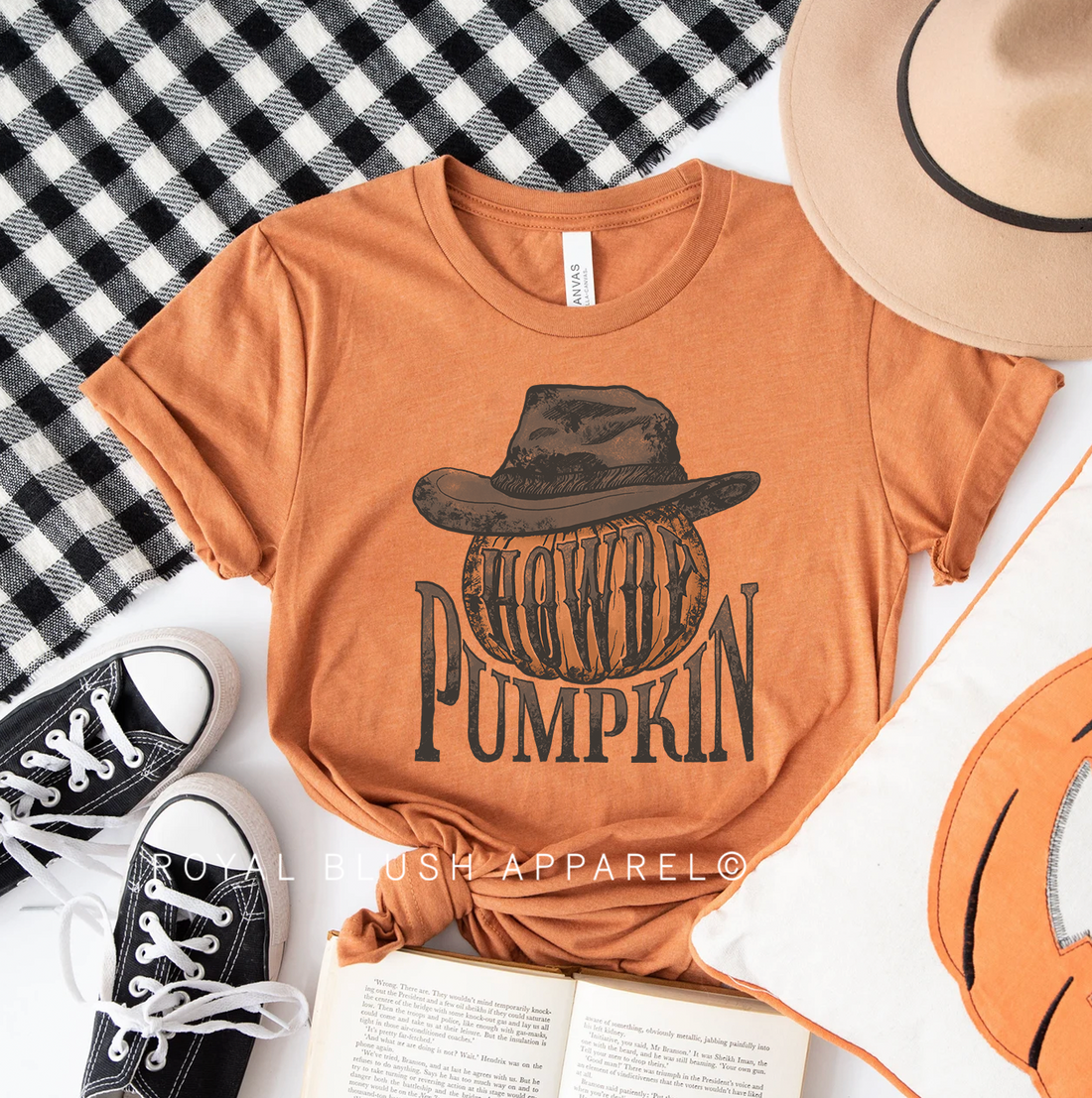 T-shirt unisexe décontracté Howdy Pumpkin