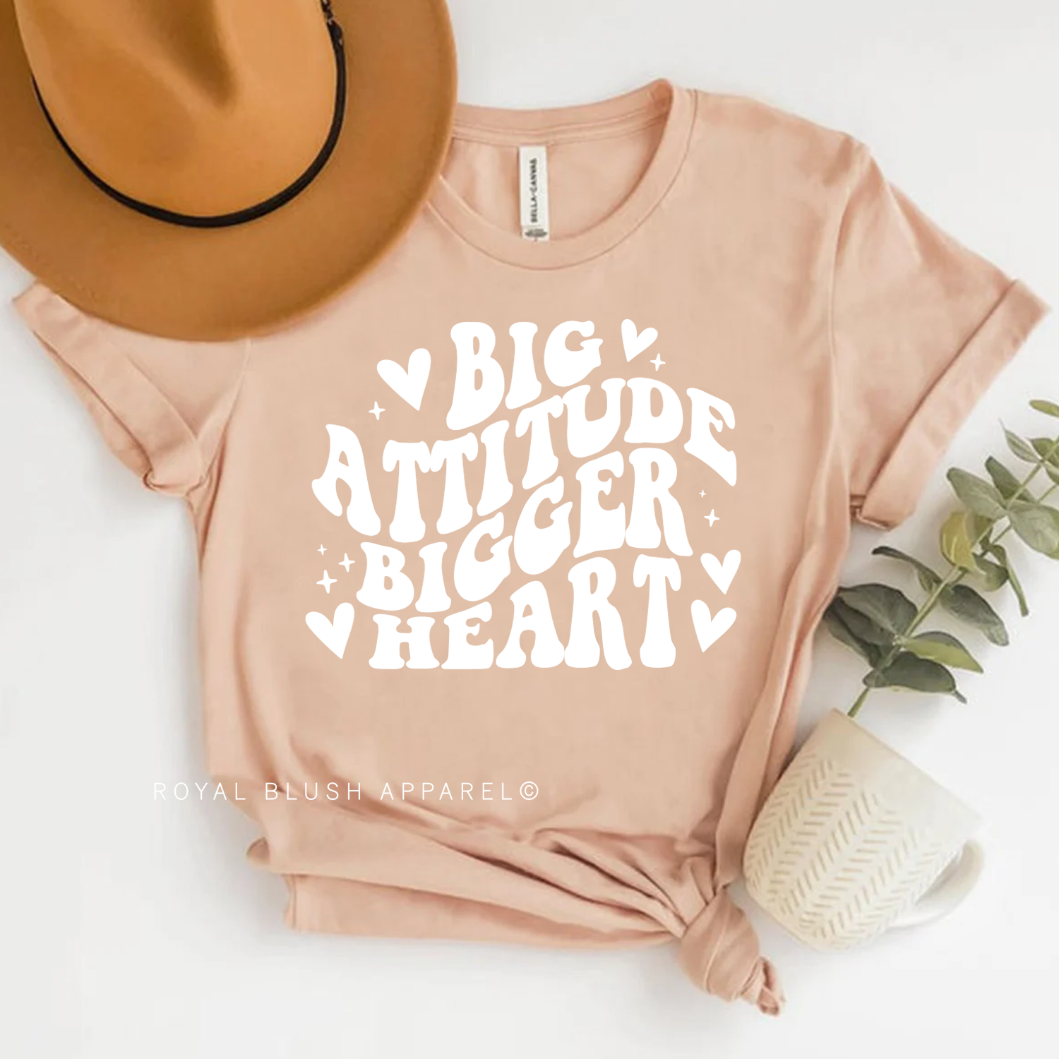 T-shirt unisexe détendu Big Attitude Bigger Heart