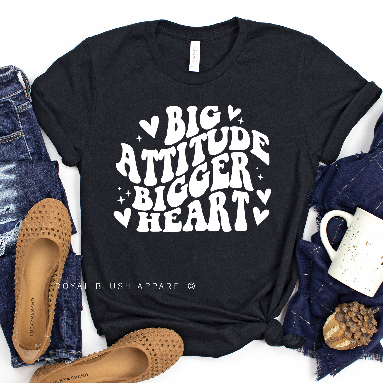 T-shirt unisexe détendu Big Attitude Bigger Heart