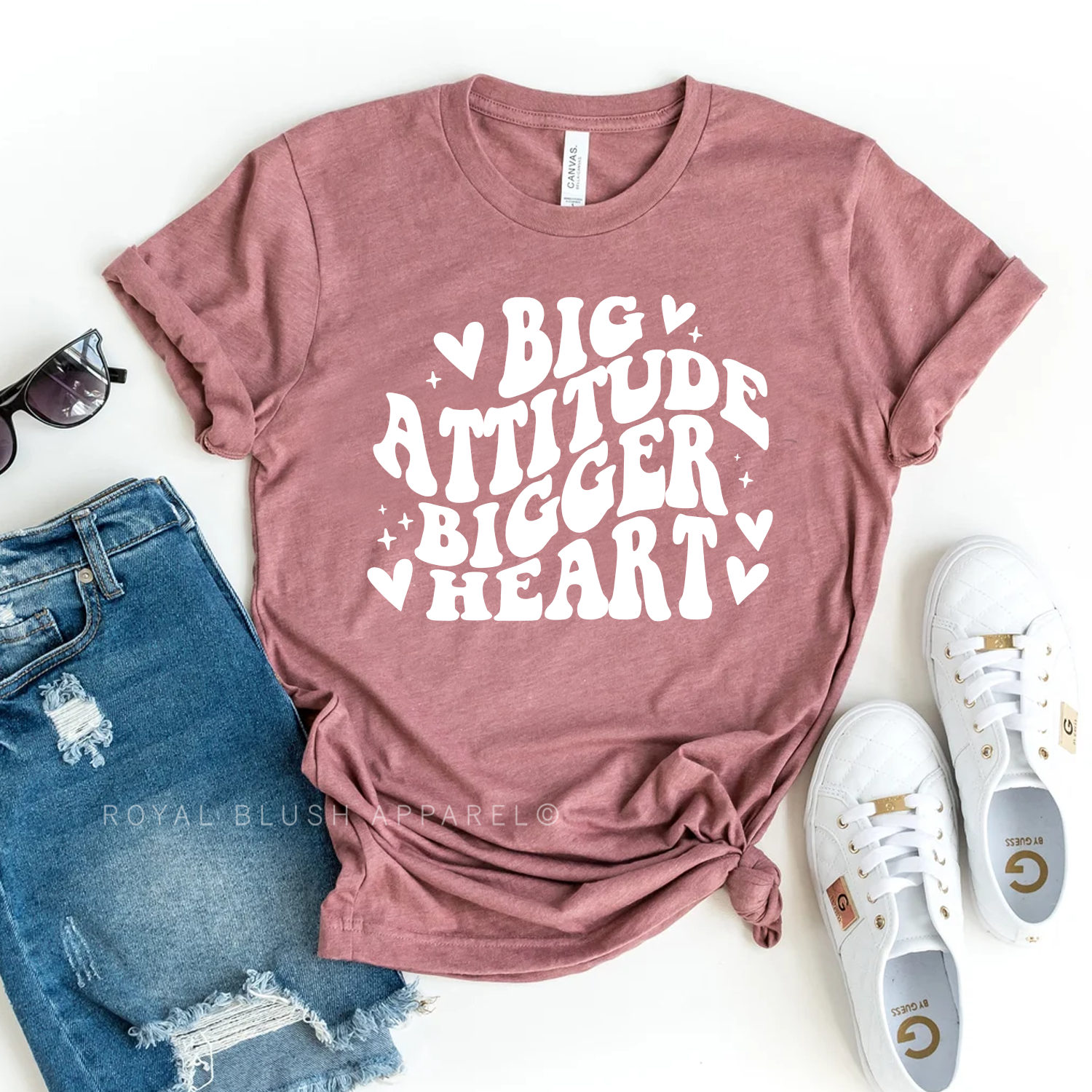 T-shirt unisexe détendu Big Attitude Bigger Heart