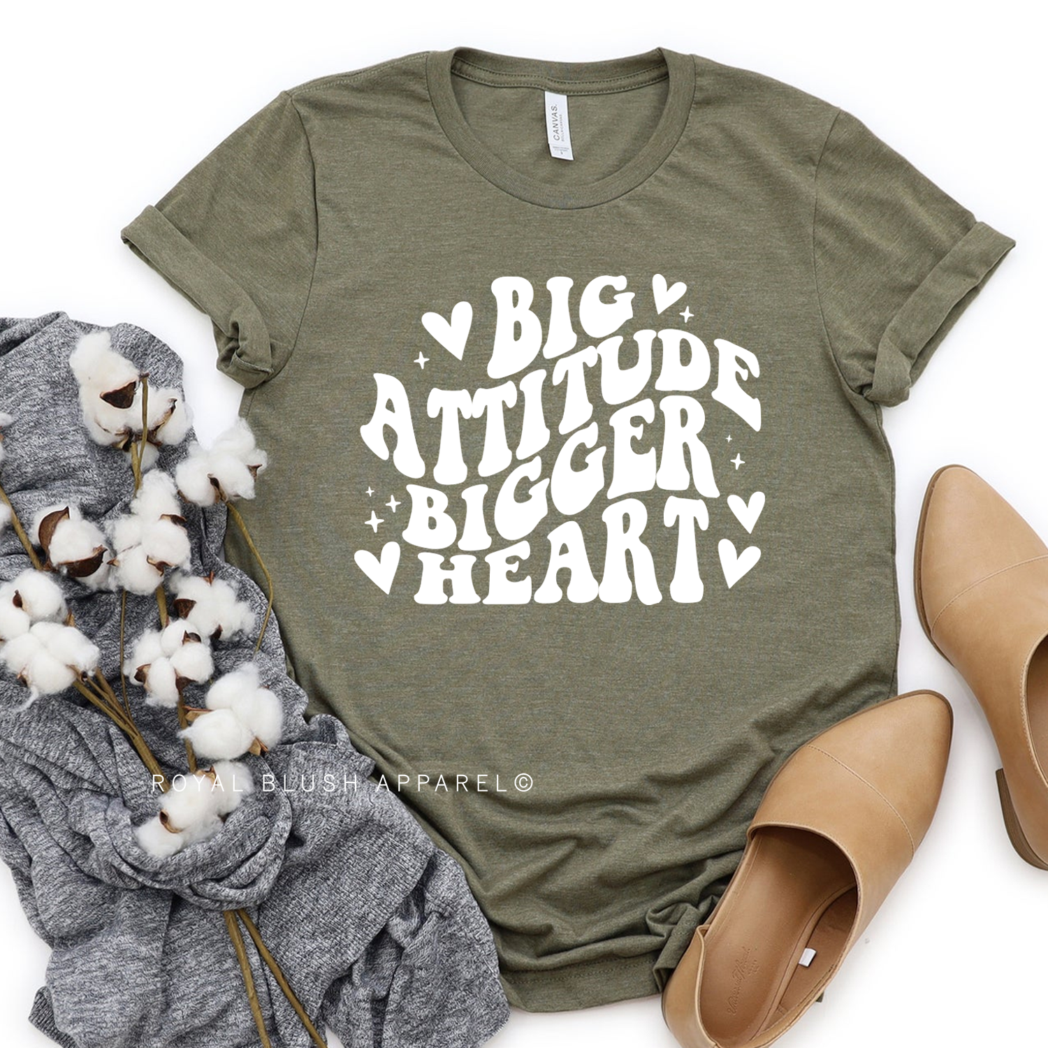 T-shirt unisexe détendu Big Attitude Bigger Heart