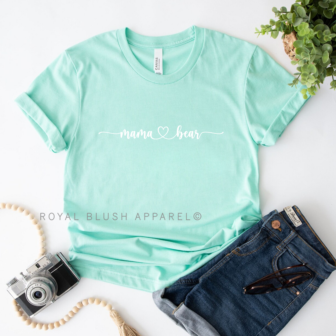 Mama ♥ Bear Relaxed Unisex T-shirt - SMALL MINT