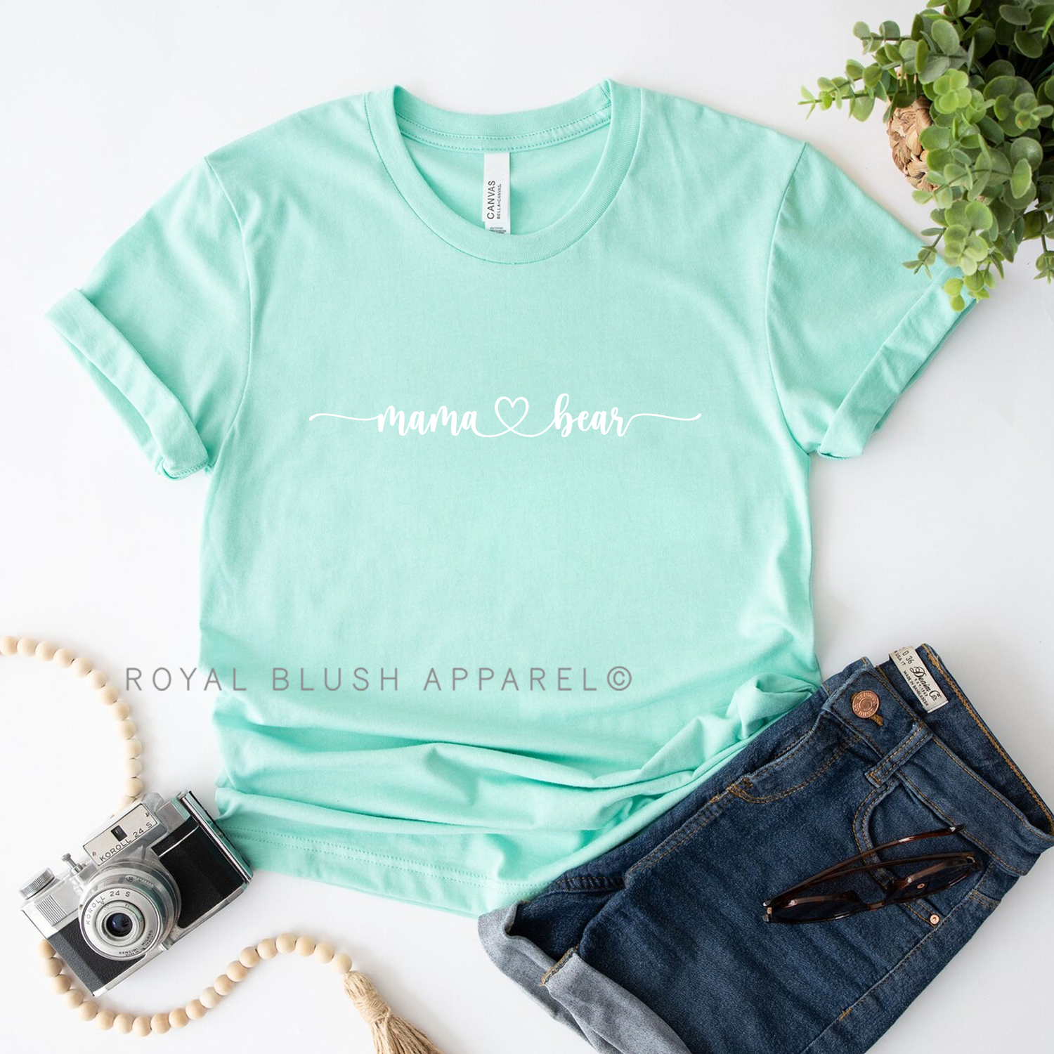 Mama ♥ Bear Relaxed Unisex T-shirt - SMALL MINT