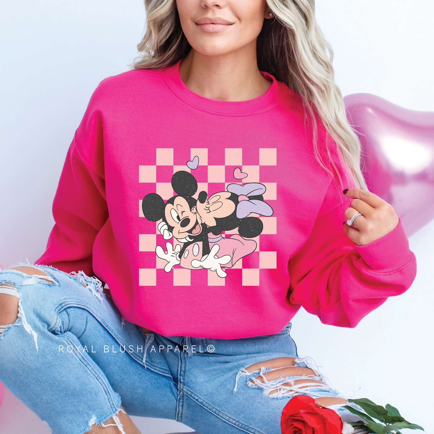 Mickey &amp; Minnie Kissing Sweatshirt