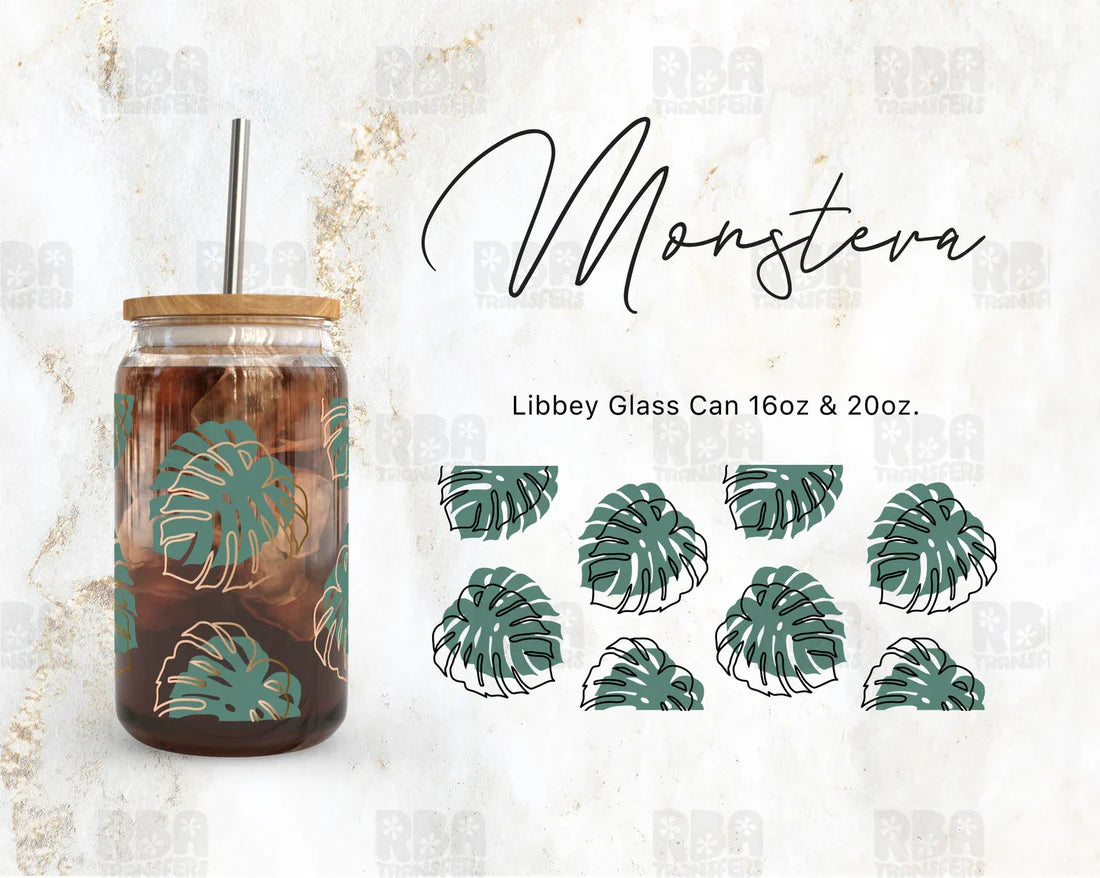 Monstera Iced Coffee Glass