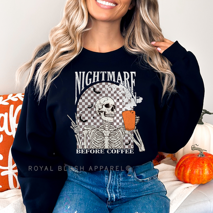 Checkered Nightmare Before Coffee Sweatshirt