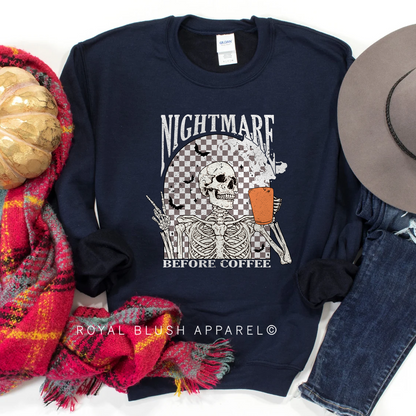 Checkered Nightmare Before Coffee Sweatshirt