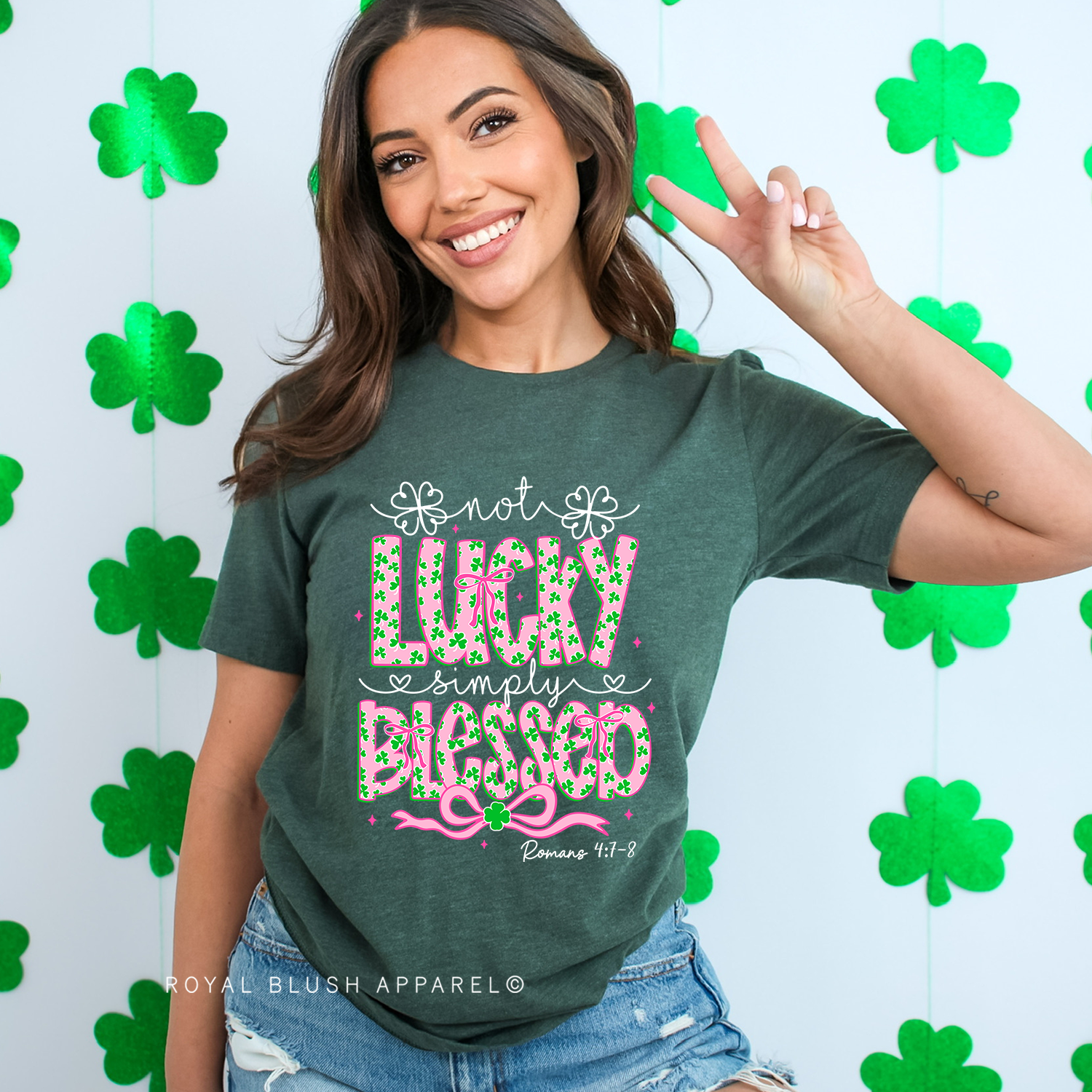 Pink Not Lucky Simply Blessed Relaxed Unisex T-shirt