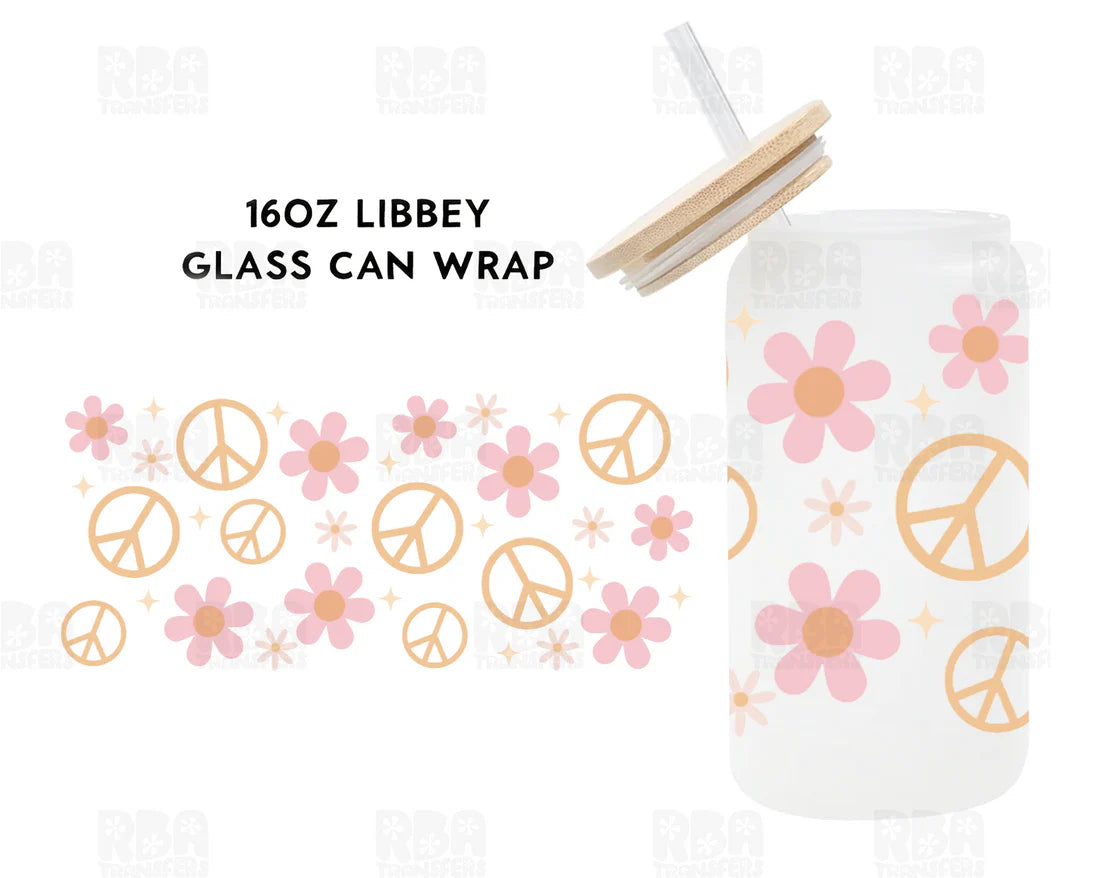 Peace &amp; Flowers Iced Coffee Glass