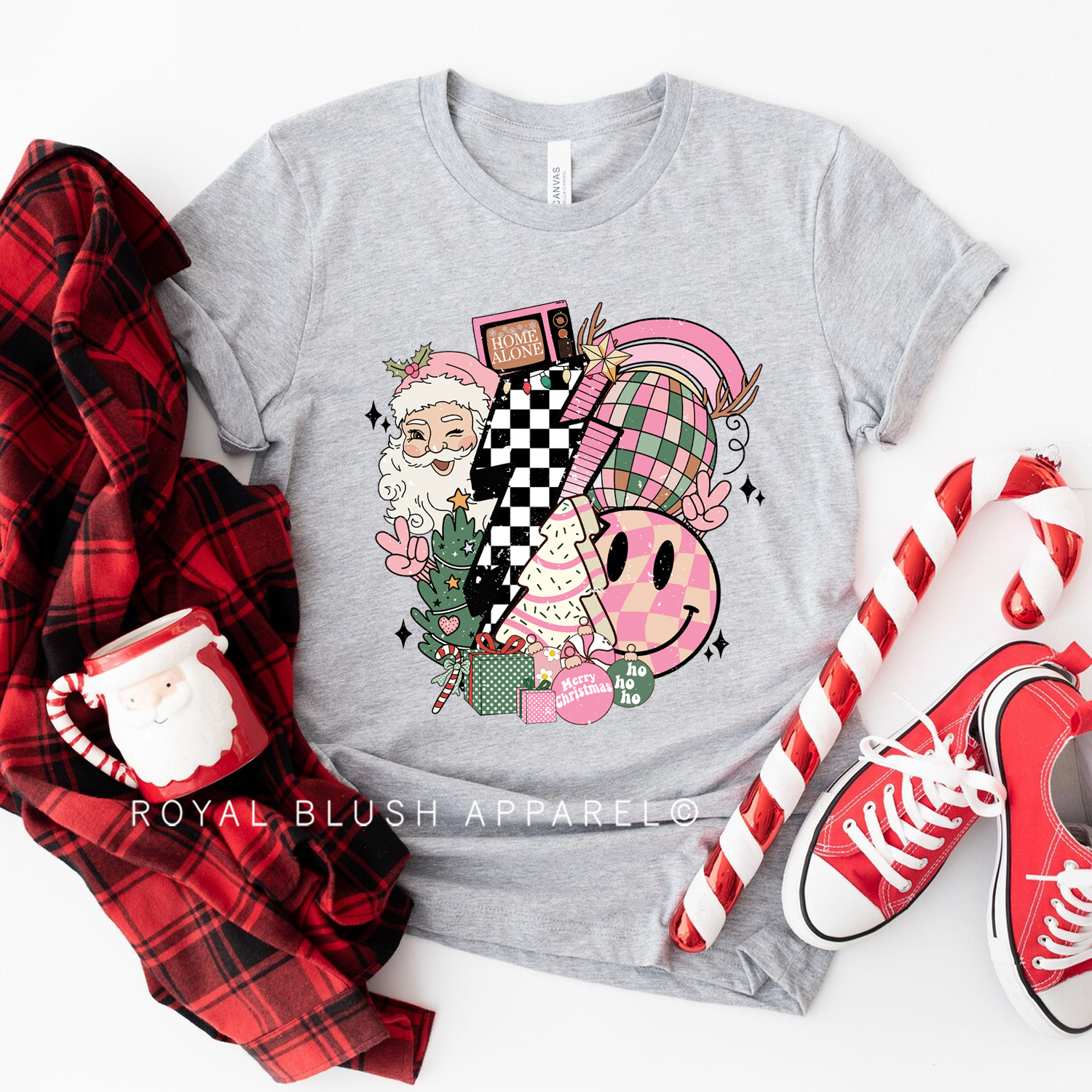 Pink Lightning Christmas Relaxed Unisex T-shirt