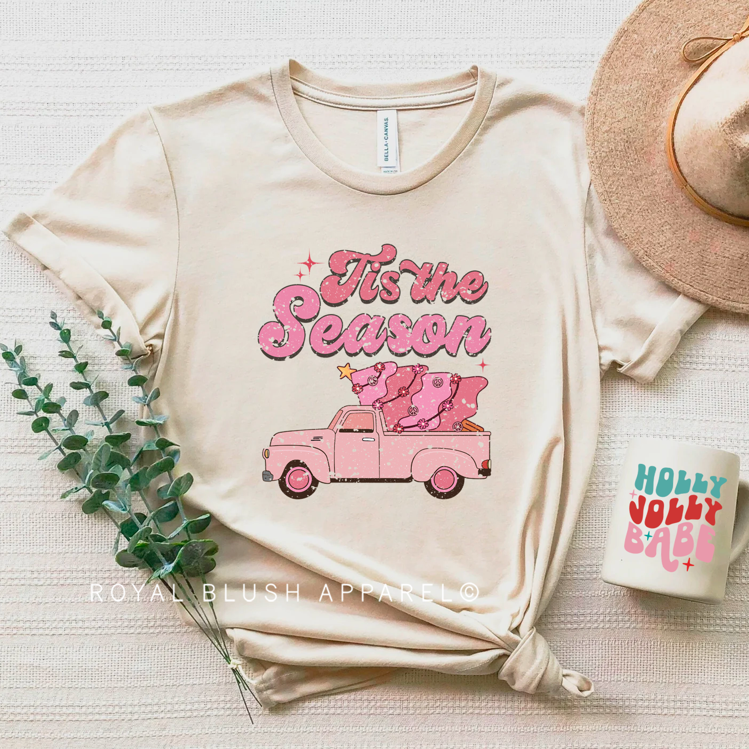 Pink Truck Tis The Season Relaxed Unisex T-shirt